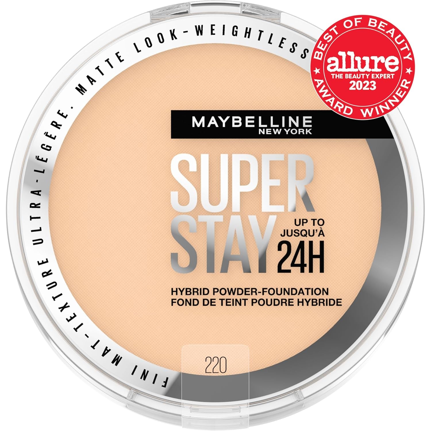 Maybelline Super Stay up to 24HR Hybrid Powder-Foundation, Medium-To-Full Coverage Makeup, Matte Finish, 220, 1 Count