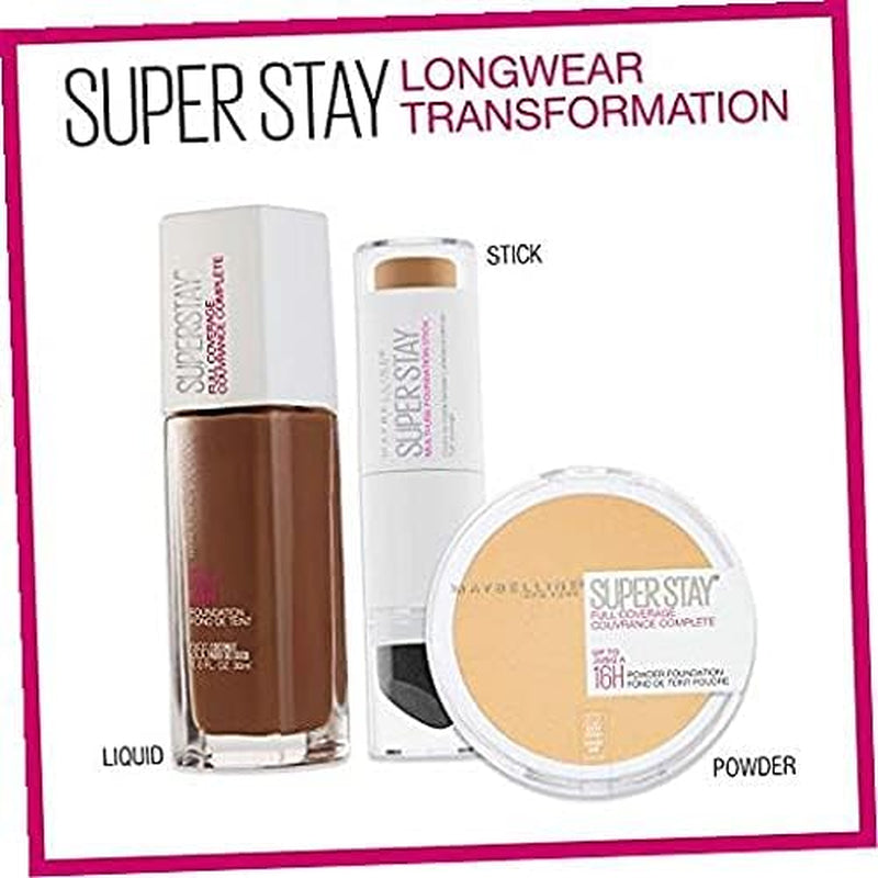 Maybelline Super Stay Full Coverage Powder Foundation Makeup, up to 16 Hour Wear, Soft, Creamy Matte Foundation, Fair Porcelain, 1 Count