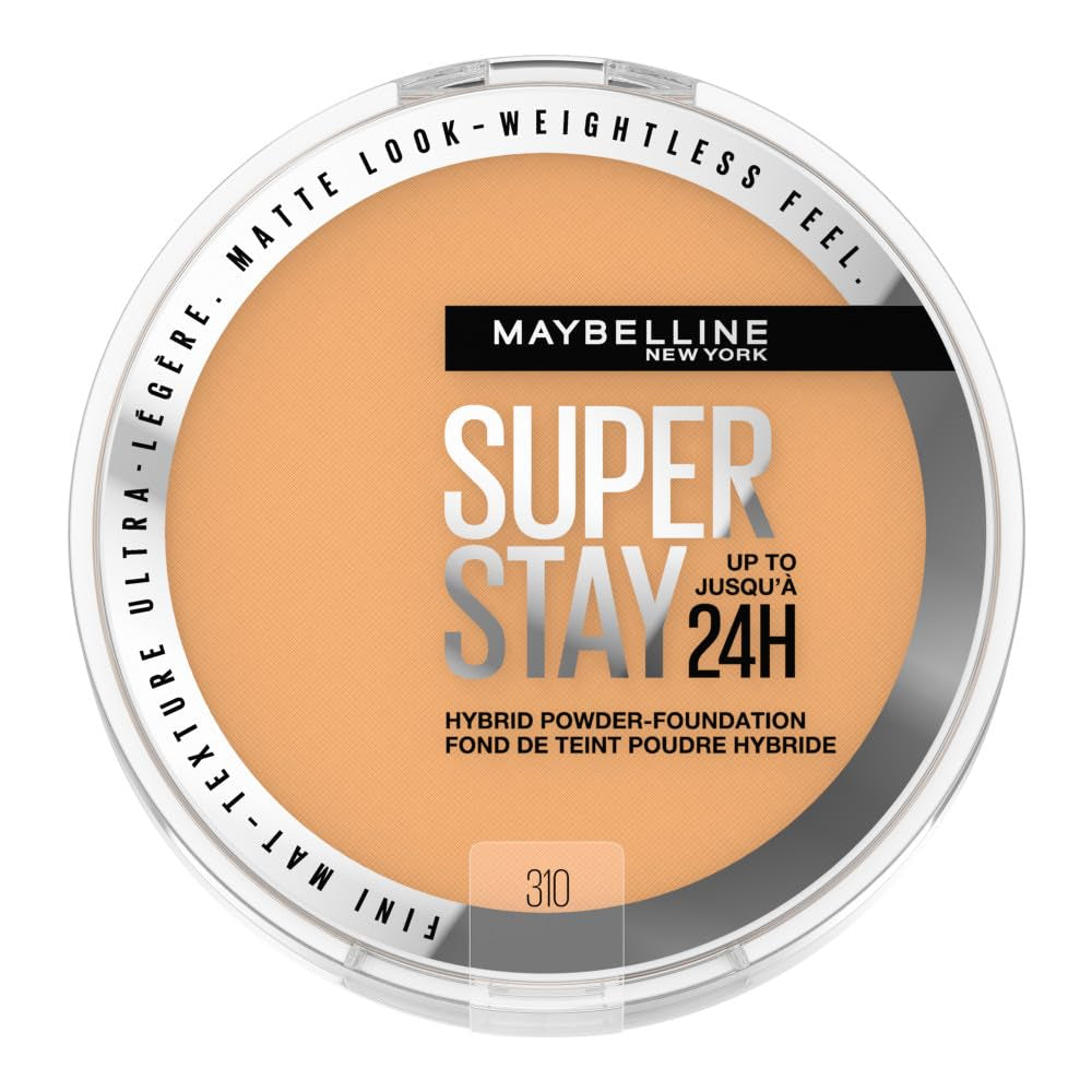 Maybelline Super Stay up to 24HR Hybrid Powder-Foundation, Medium-To-Full Coverage Makeup, Matte Finish, 310, 1 Count