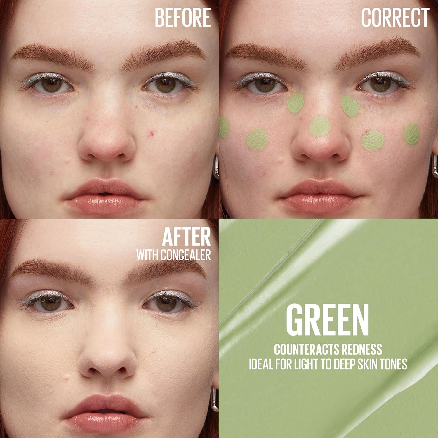 Maybelline Instant Age Rewind Instant Eraser Color Correcting Concealer, Crease-Resistant Coverage, up to 12HR Moisturizing Wear, Green Color Corrector, 151, 1 Count