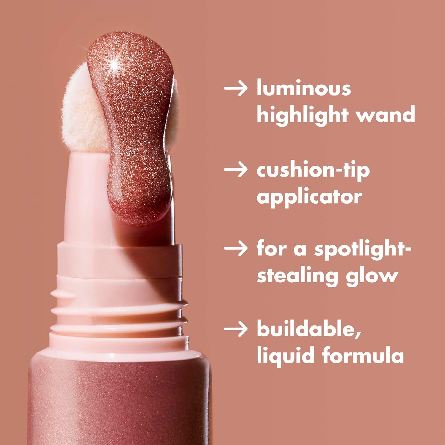 Halo Glow Highlight Beauty Wand, Liquid Highlighter Wand for Luminous, Glowing Skin, Buildable Formula, Vegan & Cruelty-Free, Pink Prism